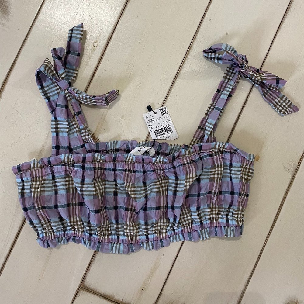 NWT Mango Plaid Crop Top